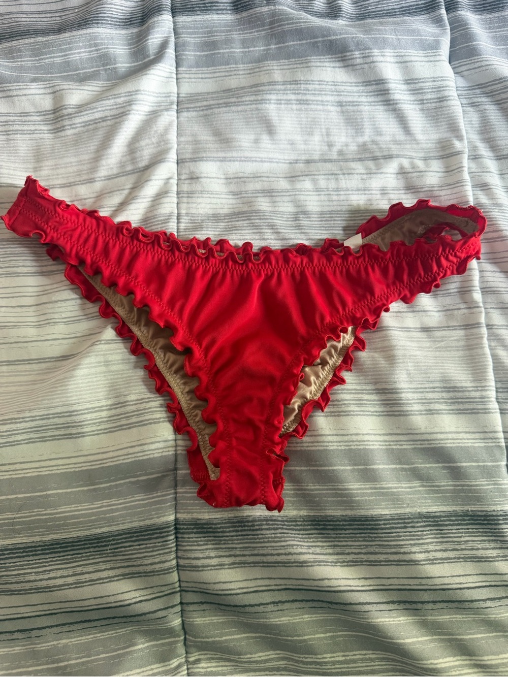 Shade & Shore Red Ruffle Bikini Bottom